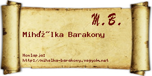 Mihálka Barakony névjegykártya